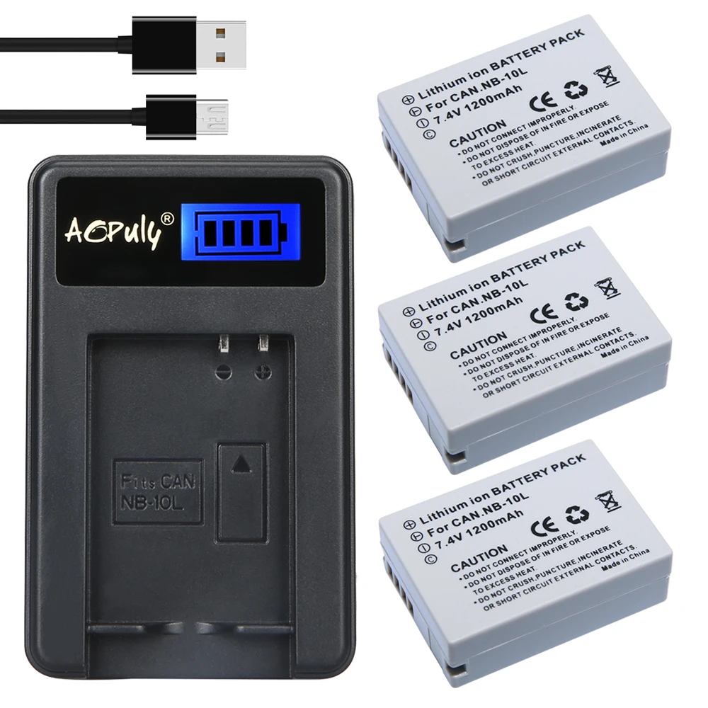 Новые 3 шт 7.4 В 1200ah NB 10L NB10L Батареи для камеры + ЖК дисплей USB Зарядное устройство Canon
