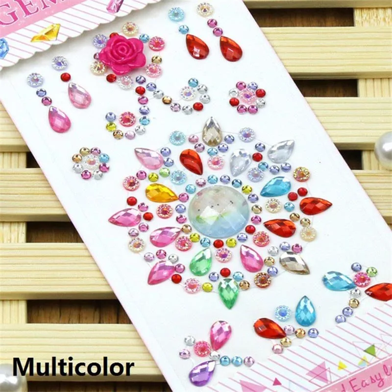 colorful 1 лист, 17*8,5 см, Подсолнух, цветочный узор, акриловые наклейки со стразами для телефона, ПК, автомобильные художественные наклейки, сумки, красивый декор, аксессуары для творчества - Цвет: colorful