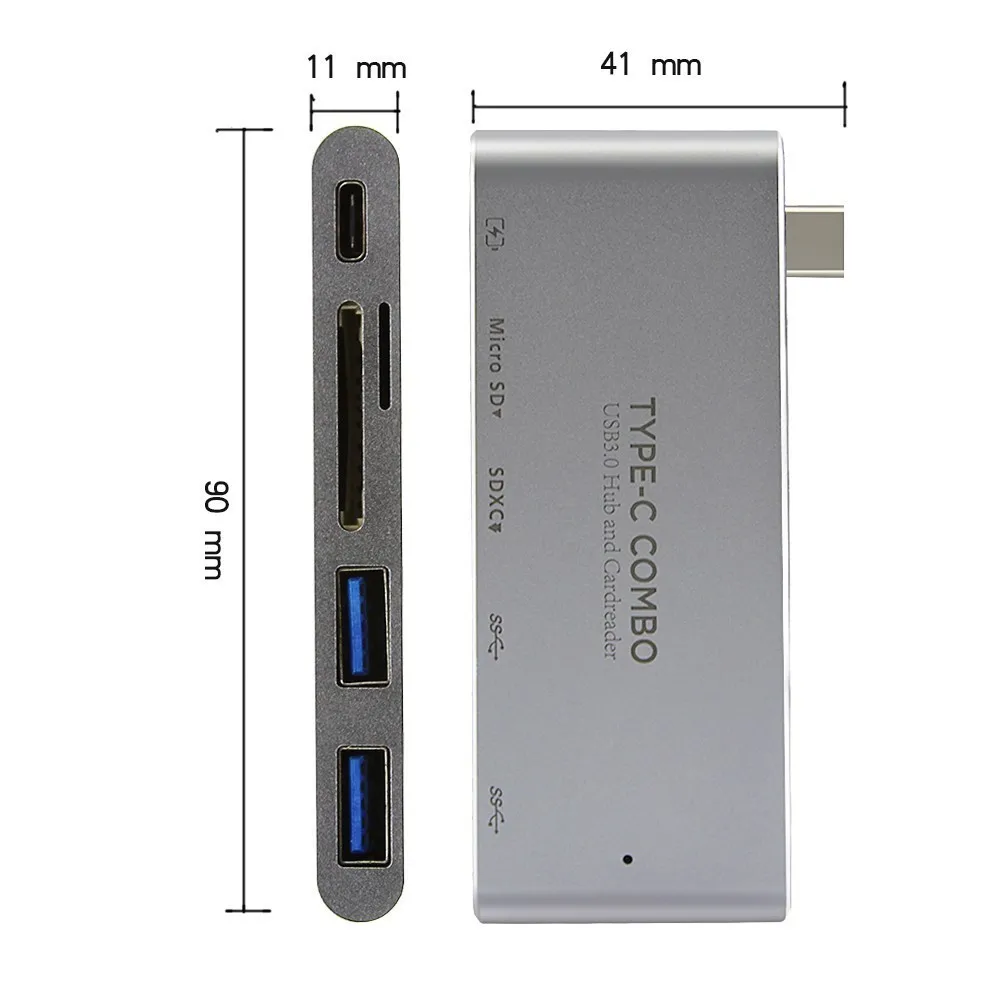 Высокоскоростной usb-разветвитель Type-C с 2 портами USB 3 0 TF/SD кард-ридер PD-Power