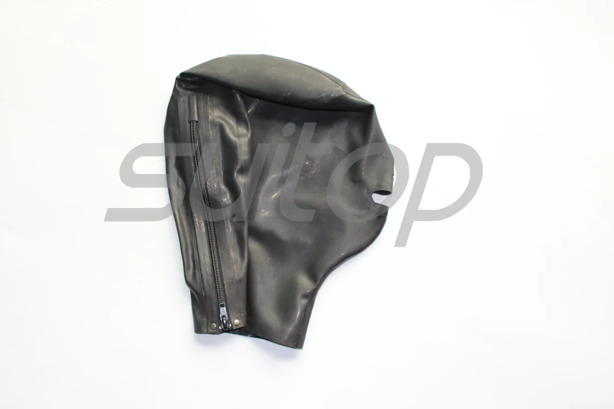 Латексные колпачки Suitop с открытым горлом только застежкой молнией сзади|hoods for