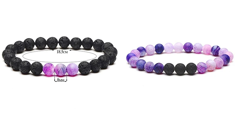 2 piece purple Выветривания оникс вулканического камня бисером пара браслет 8 мм Натуральный Камень Бусы Исцеление энергетический баланс Йога браслет для Для мужчин Для женщин - Окраска металла: 2 piece purple