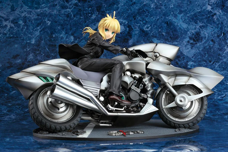 Японского аниме FATE/SABER сексуальный костюм мотоцикл черный 25 см ПВХ Фигурки Коллекционная модель украшения