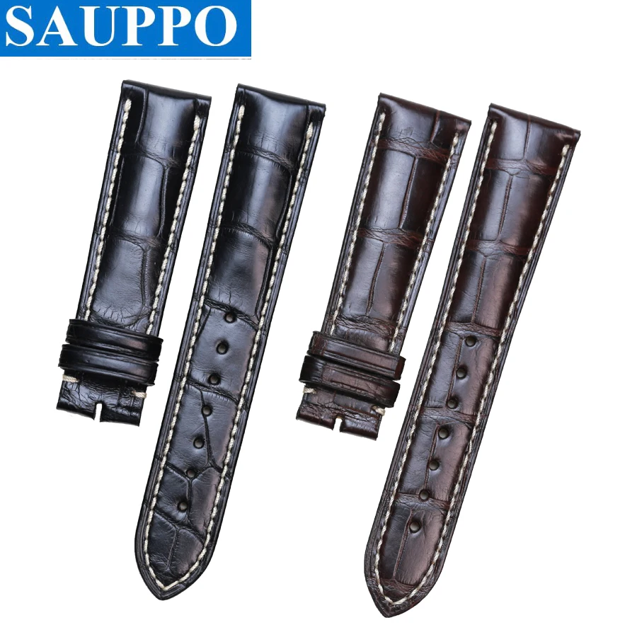 SAUPPO мягкие из крокодиловый кожи Подходит для Longines коллекция мастера ремень для часов пояса из натуральной кожи часы для мужчин браслет