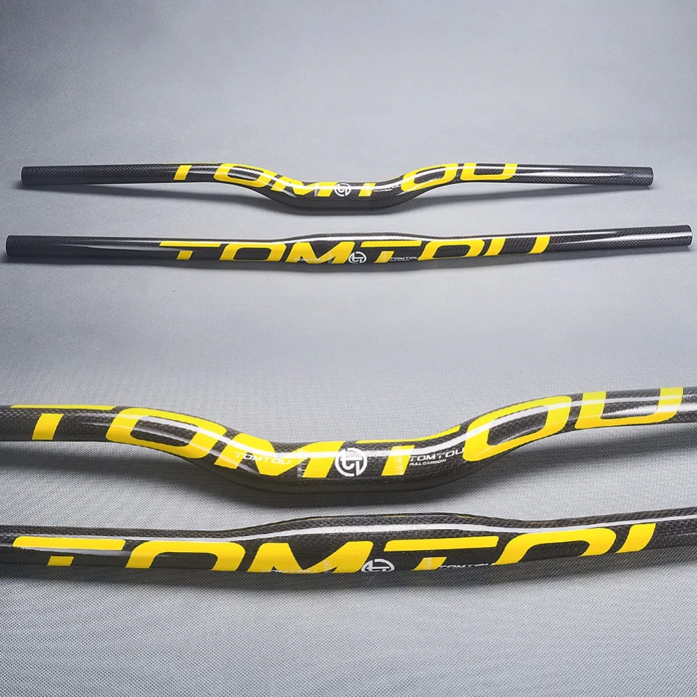 

TOMTOU Ultra Light Gloss 3K Carbon Fiber Bicycle Handlebar Mountain Horizontal Handlebars Cycling Parts 31.8mm Yellow Logo