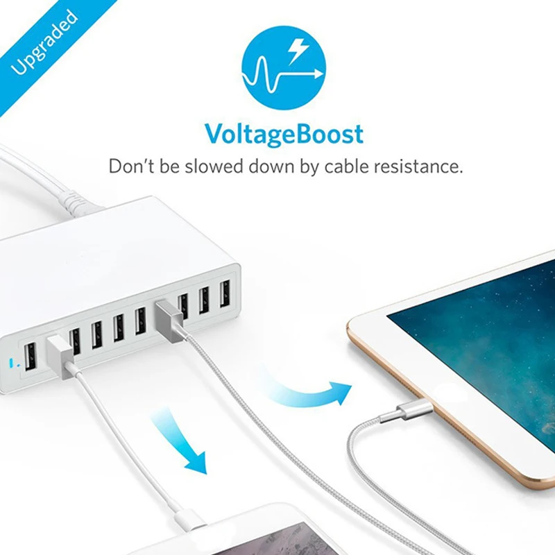 FZoe 5 В 10A Smart Travel 10 USB Зарядное устройство настольных ПК Портативный EU/US/UK