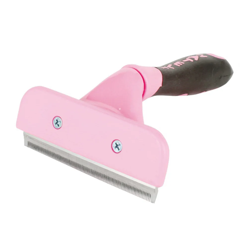 Собака Deshedding удаление волос щетки и гребни для волос для собаки кошки Уход за лошадьми кисть инструмент для стрижки волос из нержавеющей стали с рисунком собачки и котика расчески расходные материалы - Цвет: pink