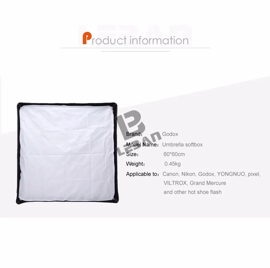 Godox 60 см x 60 см 24 дюйма x 24 дюйма прямоугольный зонтик софтбокс Brolly отражатель для строб студия вспышка Speedlight фотография