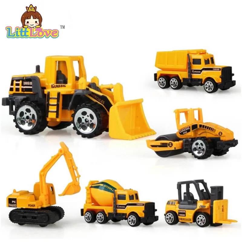 

6 types Diecast Mini Alloy Construction Vehicle Engineering Car Dump-car Dump Truck Model Classic Toy Mini Gift For Boy