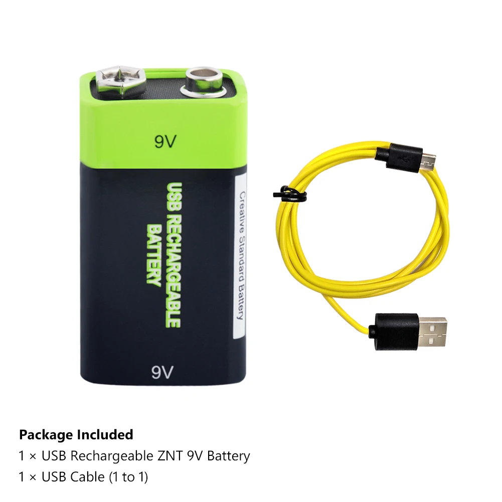 1pc with usb cable 1 шт 9V USB перезаряжаемая ZNT батарея Lipo литий-ионная полимерная батарея 9V 400mah usb зарядка батареи+ Usb кабель+ зарядное устройство - Цвет: 1pc with usb cable