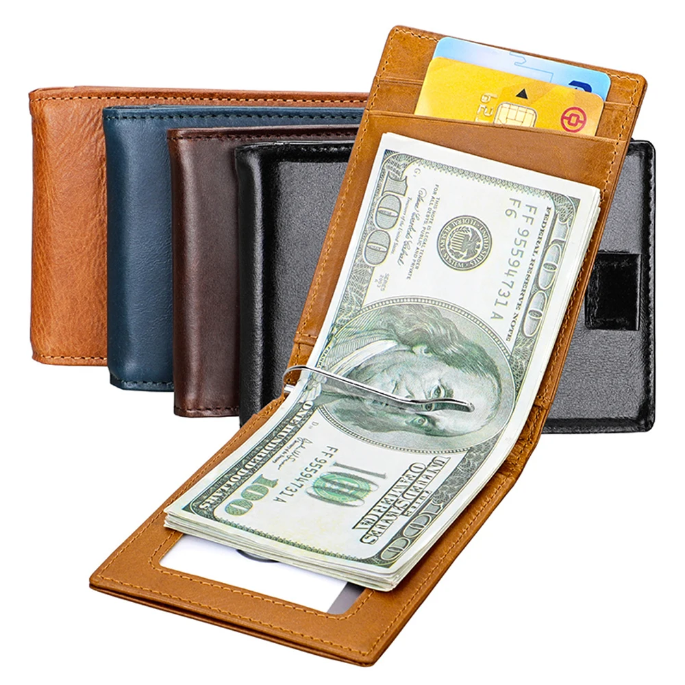 RFID Crazy Horse из натуральной кожи двойной тонкий бизнес кошелек Роскошный мини ID