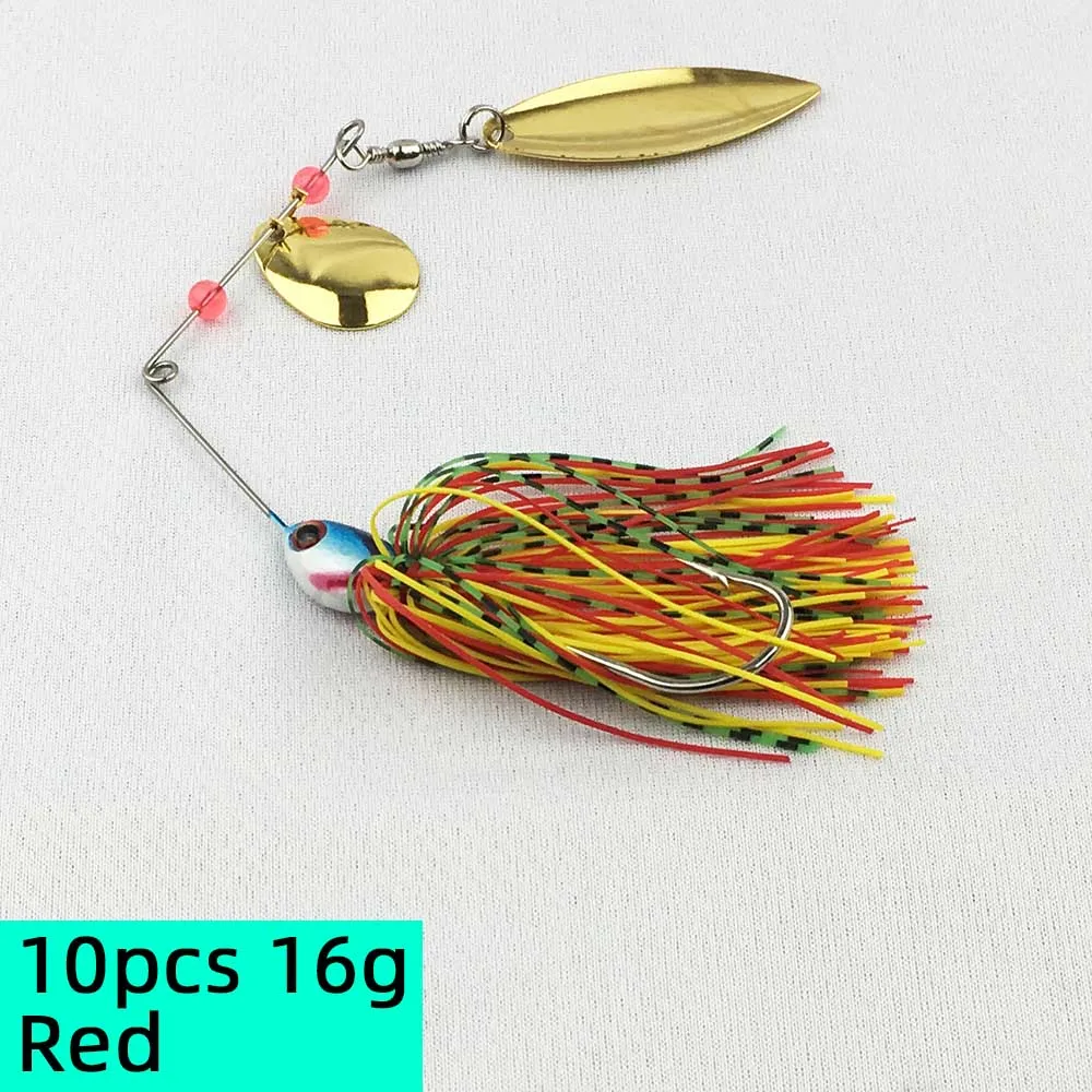 10pcs 16g Red 10 шт. приманка для рыбалки жесткая Базз флэш-приманки блесна ложка Поворотная басовая Щука быстрый поиск длинные литые приманки - Цвет: 10pcs 16g Red