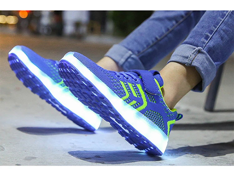 YPYUNA Новинка 25-37 USB зарядное устройство светящиеся кроссовки Led Детская светящаяся обувь для мальчиков/девочек светящиеся кроссовки