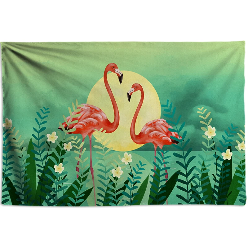 Гобелен с изображением фламинго кактуса настенный гобелен тропическими