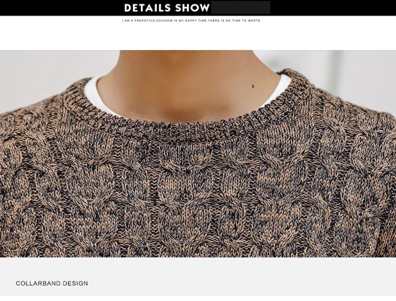 New Autumn Winter Fashion Men's Sweaters Warm Thick Slim Fit Men Pullover Cotton Trend Knitted Jacquard Sweater Men