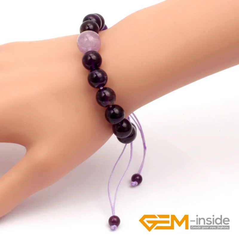 Вечерние браслеты с натуральным аметилом 10 мм 12 мм|bead bracelet|bracelet luckylucky stone bracelet |