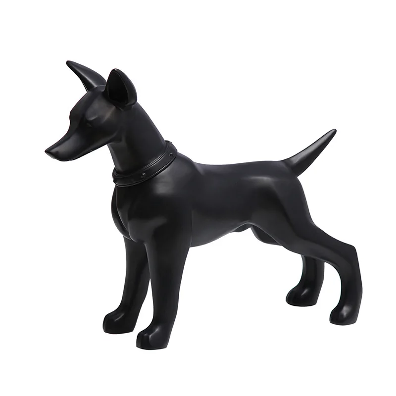 Черный Статуэтки Dobermann на витрине, абстрактная статуя собаки, Художественная Скульптура животного, изделия из смолы, аксессуары для украшения дома R1088 - Цвет: Черный