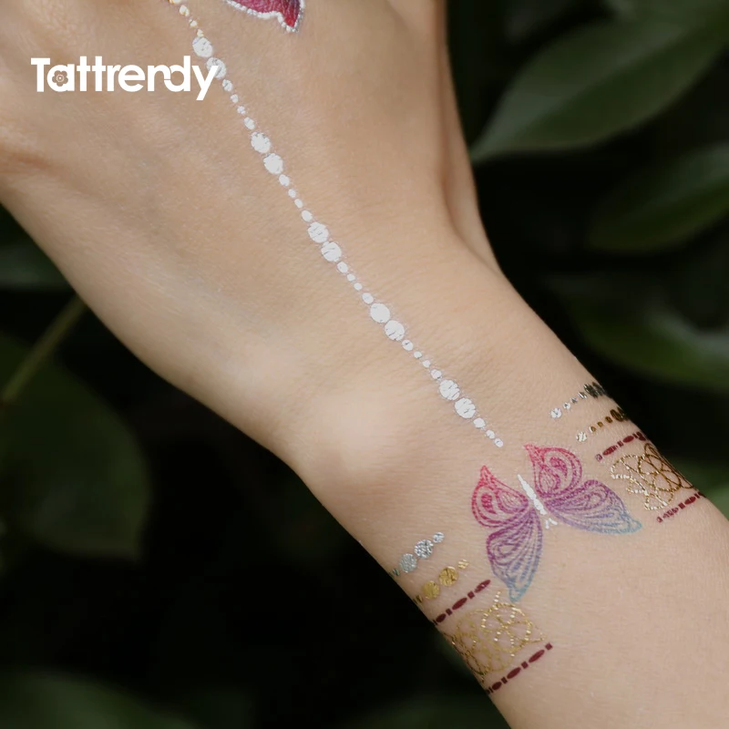 

Flash Metallic Waterproof Tattoo Temporary Color Gold Silver Women Fashion Peacock Feather bird Design Sticker on the body YH119