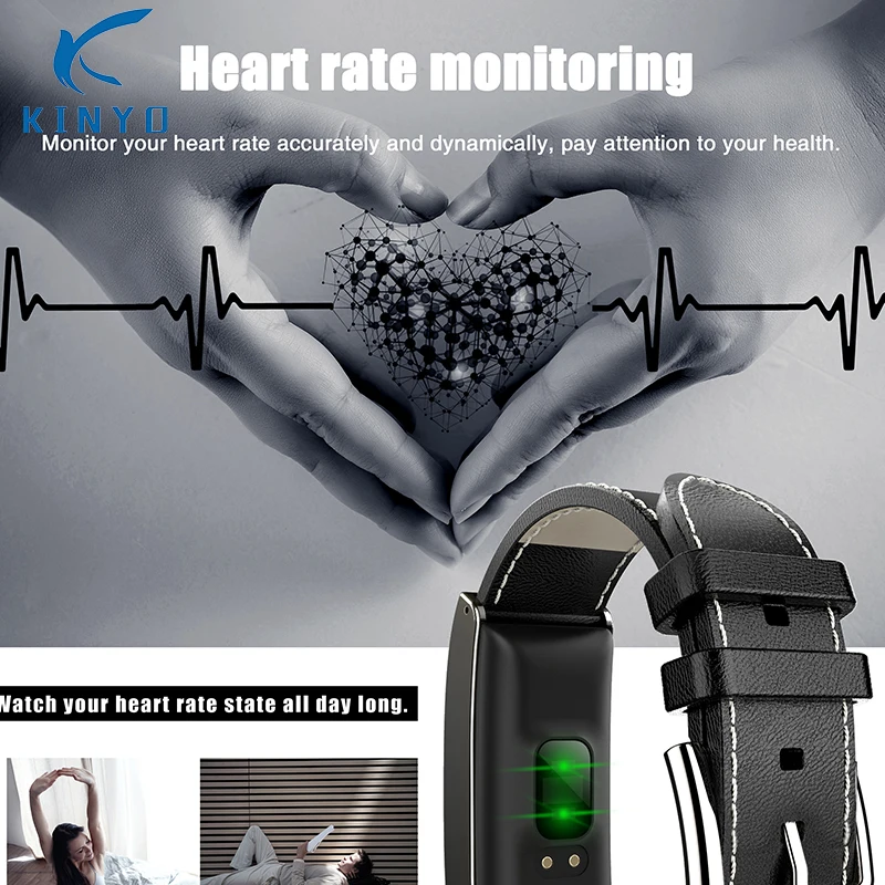 IP68 Waterproof smart Wristband bluetooth blood pressure Monitor Smart Bracelet Fitness Tracker Leather color screen Band | Электроника