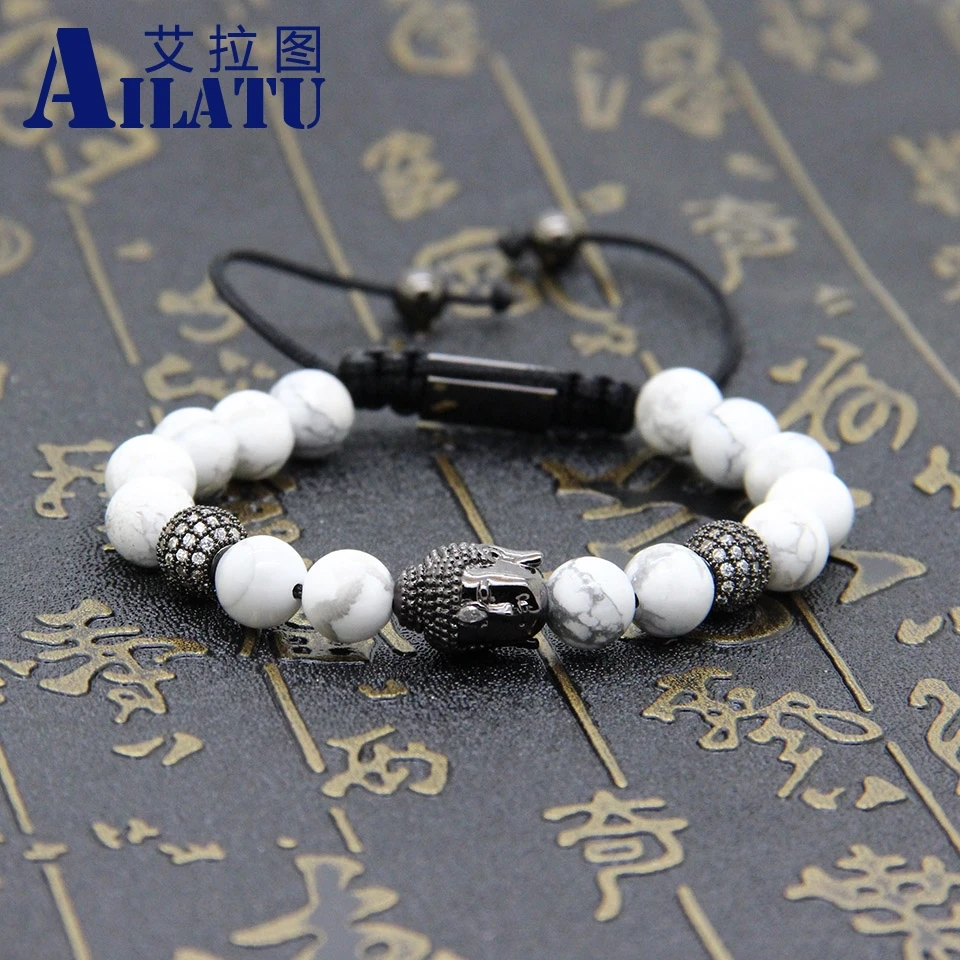 Ailatu религиозные украшения оптом 10 шт./лот 8 мм белый мраморный камень Howlite с
