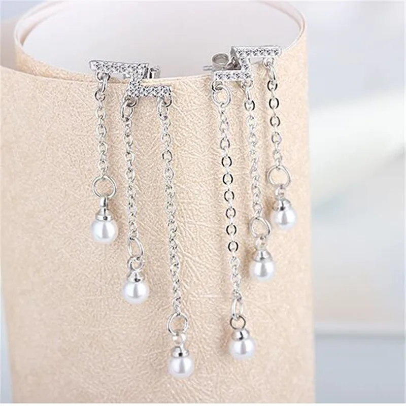 2019 New Design Tassels Pearls Earrings 925 Sterling Silver Drop For Women Fine Jewelry Free Shipping Brincos | Украшения и