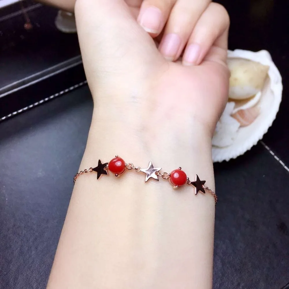 [MeiBaPJ] настоящий натуральный драгоценный коралловый камень браслет из