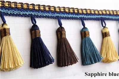 Sapphire blue Qgvlish 12 м/лот Шторы с бахромой, с кисточками кружевные планки DIY для дивана скатерть Шторы ткани Шторы аксессуары кружевной лентой Декор - Цвет: Sapphire blue