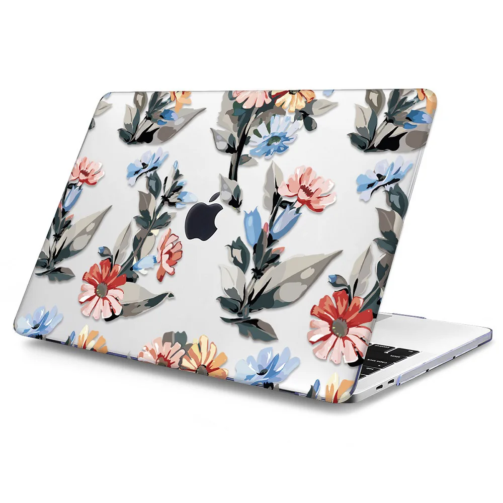 Жесткий Чехол для ноутбука с цветочным принтом для Macbook Pro retina 11 12 13 15 Air Pro 15 16 A2141 A1932 A1989 чехол с кристаллами