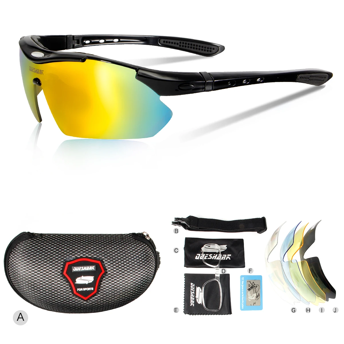 Polished Black QUESHARK Classic Style Photochromic Cycling Glasses MTB Goggles Cycling Eyewear Bicycle Sunglasses Polarized Cycling Glasses - Цвет: Polished Black