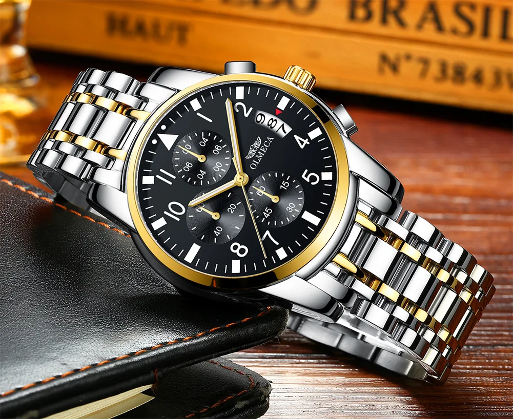 OLMECA часы многофункциональный стальной ремень мужские спортивные