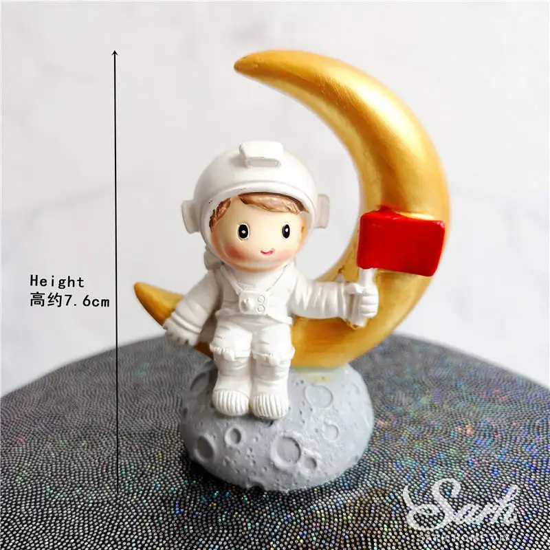Astronaut moon Bling Rocket торт Топпер астронавт мальчик девочка украшение счастливый день детей день рождения День Святого Валентина поставки сладкий подарок - Цвет: Astronaut moon