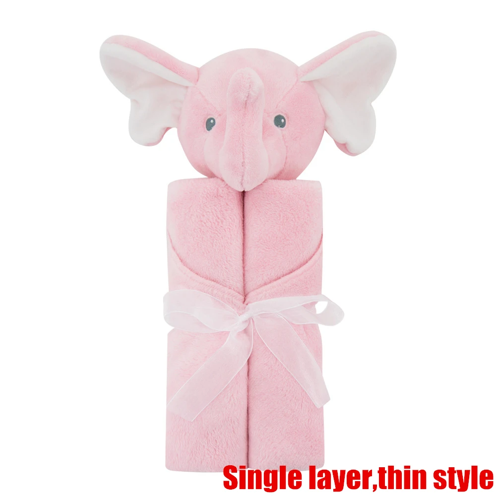 Pink elephant thin Детское одеяло s для новорожденных животных, уплотненное Фланелевое детское муслиновое пеленание, конверт для коляски, обертка для детей, для игры в ванной, постельные принадлежности, одеяло - Цвет: Pink elephant thin