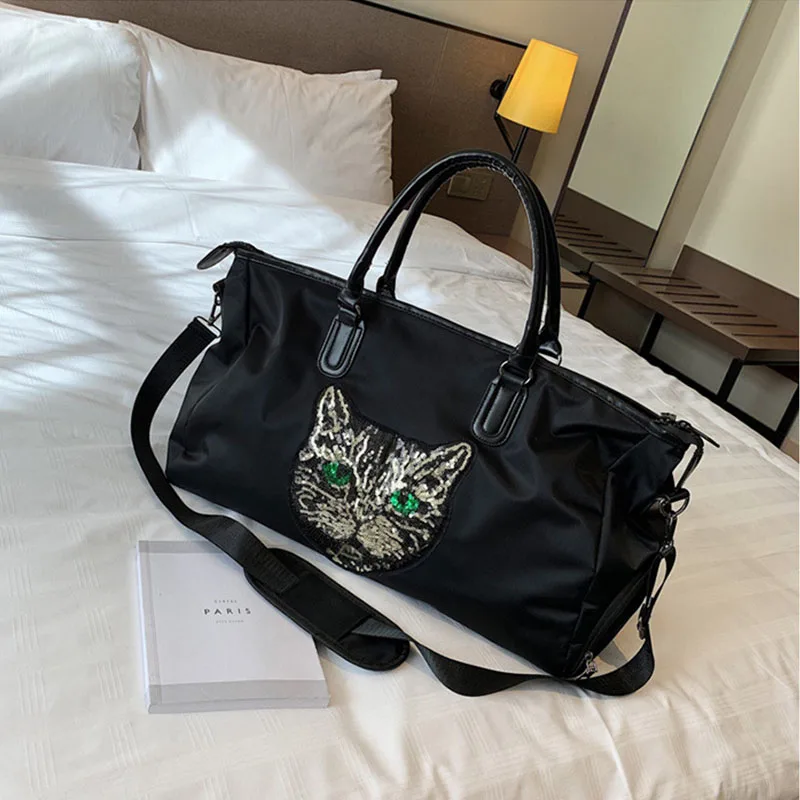 DENUONISS Women Travel Bags Fashion Sequin Nylon Waterproof Large Capacity Luggage Duffle Bag Casual New | Багаж и сумки