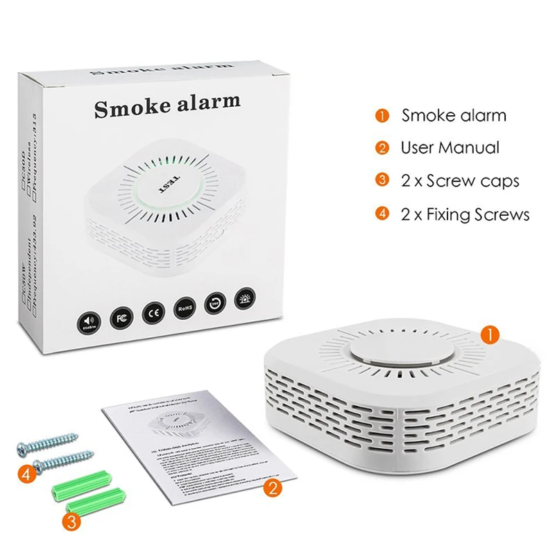 

2pcs 433MHz Smoke Detector Wireless smoke fire alarm sensor protection for home security alarm system work with 433.92 RF bridge