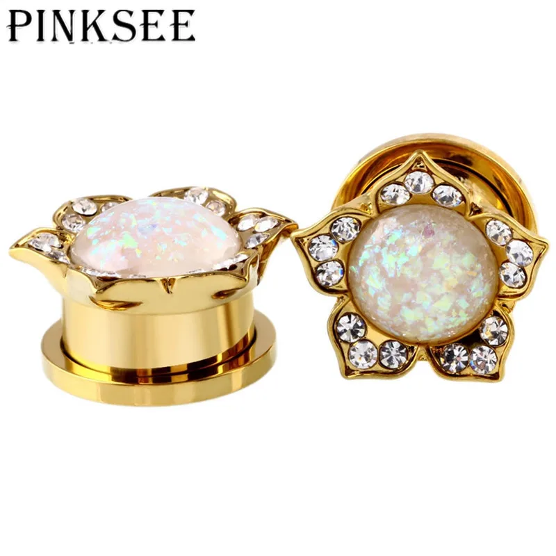 PINKSEE 1 шт. нержавеющая сталь цветок кристалл расширение уха штекер панк стиль