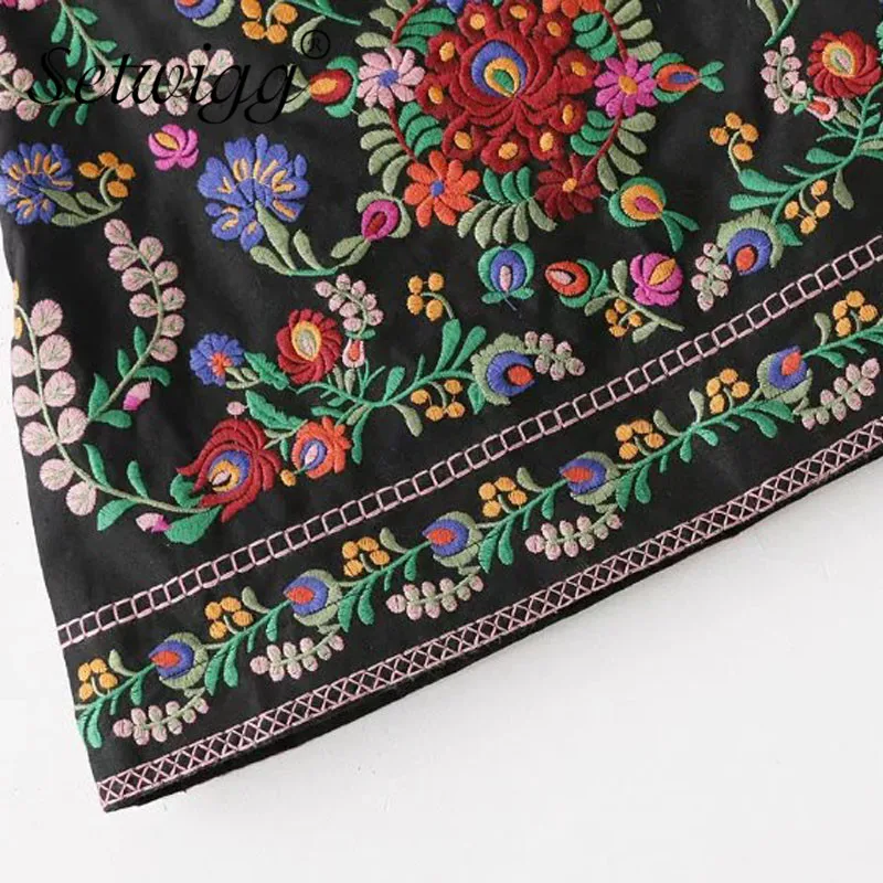 SETWIGG/Осенняя короткая юбка трапециевидной формы в стиле ретро с цветочной