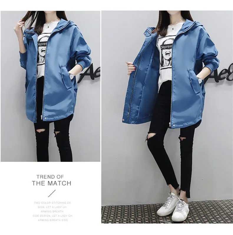 

Windbreaker female models 2019 new Korean students early spring large size loose casual wild spring and autumn coat w334