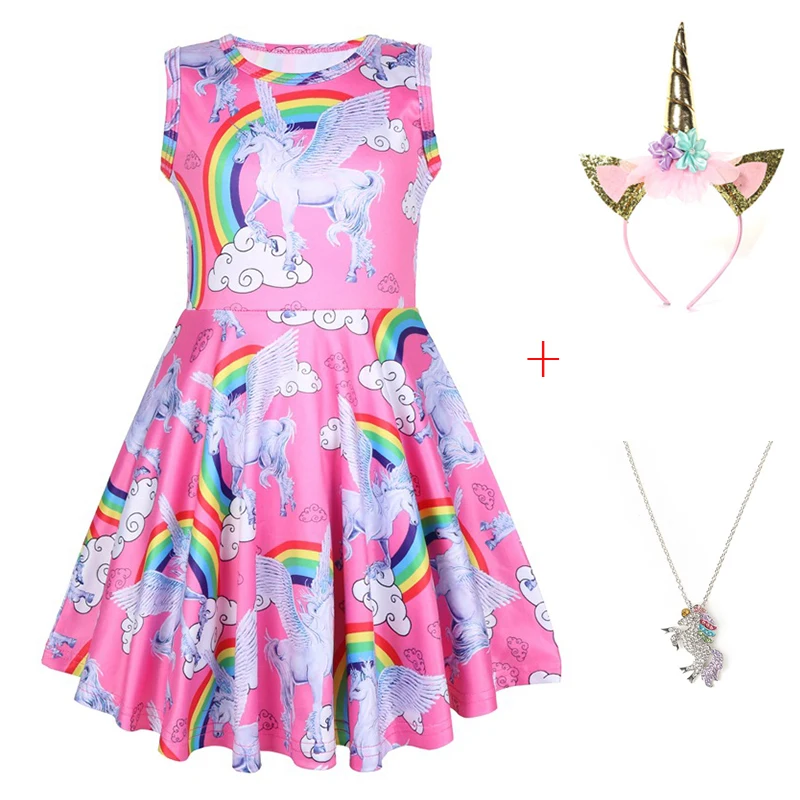 Новинка 2019 летние детские платья Моана с принтом единорога одежда для девочек