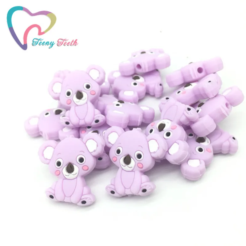 Lilac Purple Для подростков Зубов 20 шт. коала силиконовые бусины для ожерелий мультяшное животное коала игрушки, не содержащие БИСФЕНОЛ силикон для жевания прорезывания зубов свободные мягкие шарики - Цвет: Lilac Purple