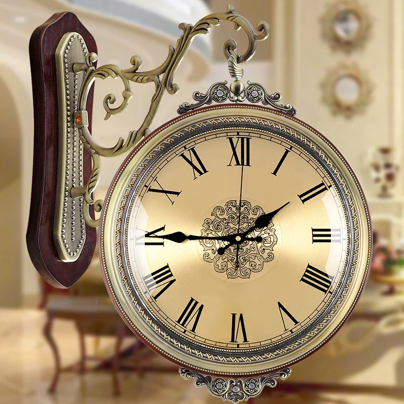 Meijswxj двухсторонний настенные часы Saat Reloj Relogio де parede обои Saati Ретро Вуд радиоволн