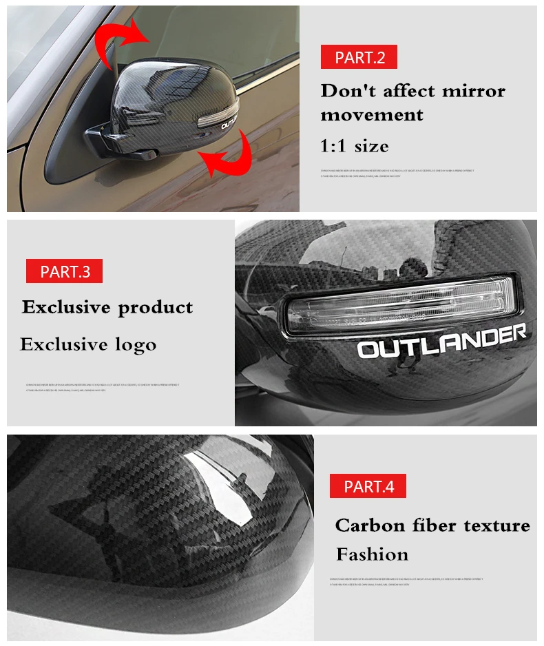 Для Mitsubishi Outlander 2013 20172018 автомобильное боковое зеркало из углеродного волокна крышка зеркала заднего вида внешние аксессуары хром