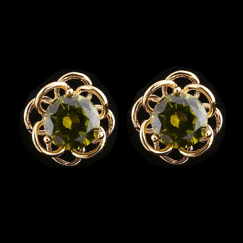 Женские маленькие серьги гвоздики ZOSHI золотого цвета с зеленым цирконом