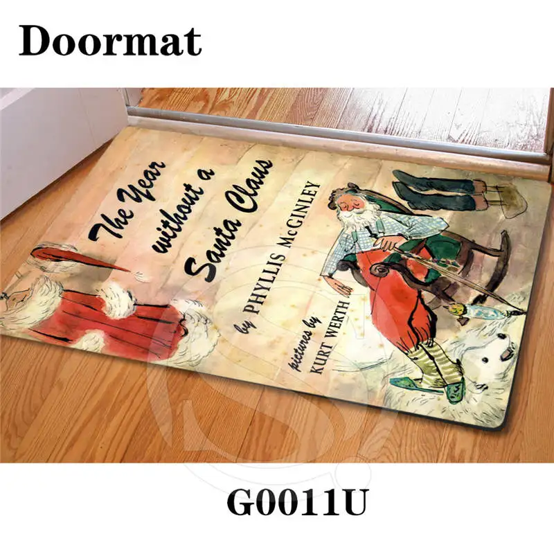 Пользовательские Happy Christmas DoorMat Art Шаблон Печатной Ковровое покрытие Зал Спальня
