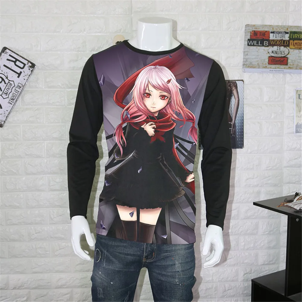 Косплей Новые Guilty Crown футболки мужские с длинным рукавом Мода Аниме OUMA SHU футболка