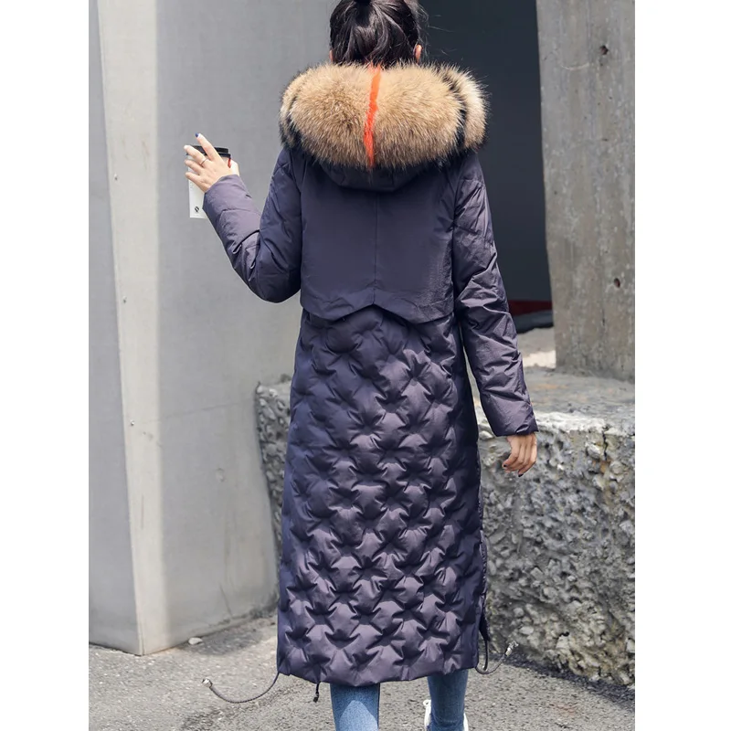 Ultra keep warm white Duck Down Jacket new Hooded Coat x-Long Female Overcoat Slim Solid Jackets Winter Coats Parkas Padded
