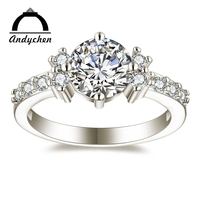 Andychen Благородный Белое золото Цвет Обручение кольца для Для женщин свадебные