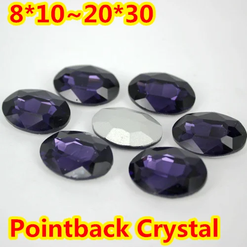 

Tanzanite Oval Shape Crystal Fancy Stone Point Back Glass Stone For DIY Jewelry Accessory.10*14mm 13*18mm 18*25mm 20*30mm
