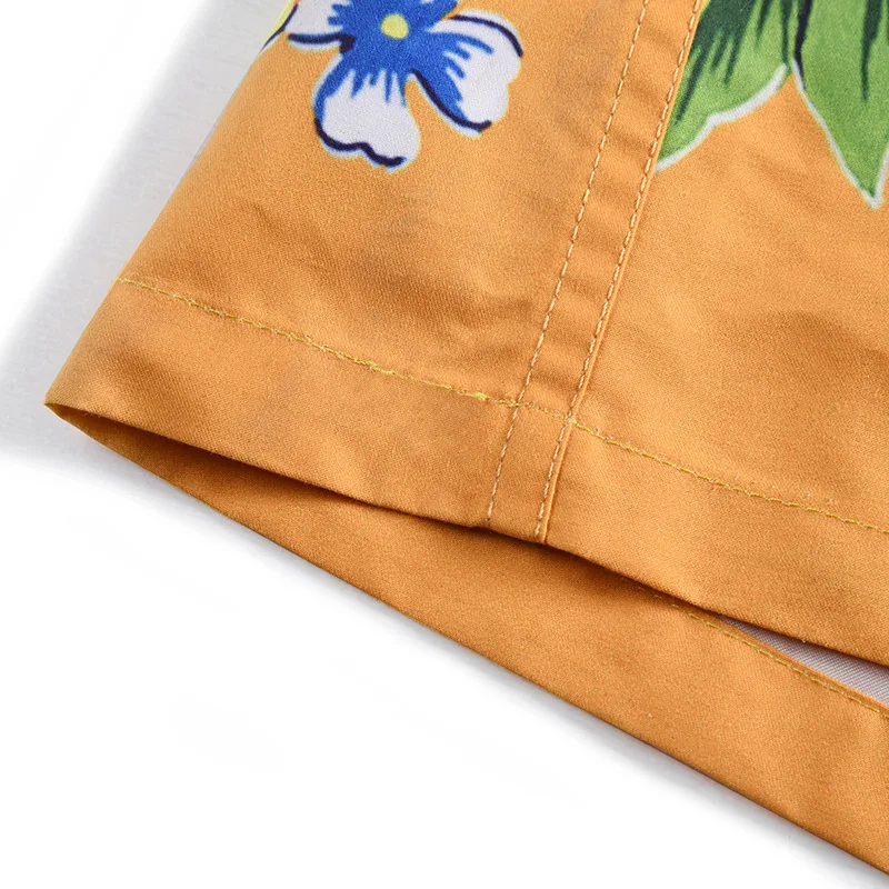 

2020 Flower Print Hawaiian Shirt Casual Beach Shirts For men Summer Open Stitch Short Sleeve cotton Shirts Tops chemise homme