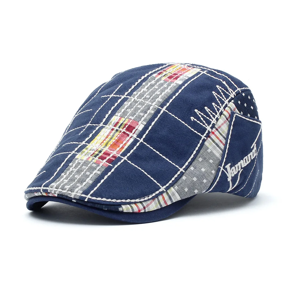 navy blue TOHUIYAN,, винтажный хлопковый берет, Мужская кепка плюща, шляпа утконоса, козырек, шляпа таксиста, летняя плоская кепка s Newsboy, кепка s Droping - Цвет: navy blue