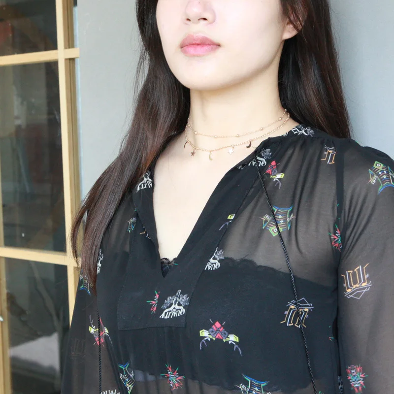 Корейская версия нового модного простого двухслойного короткого ожерелья с