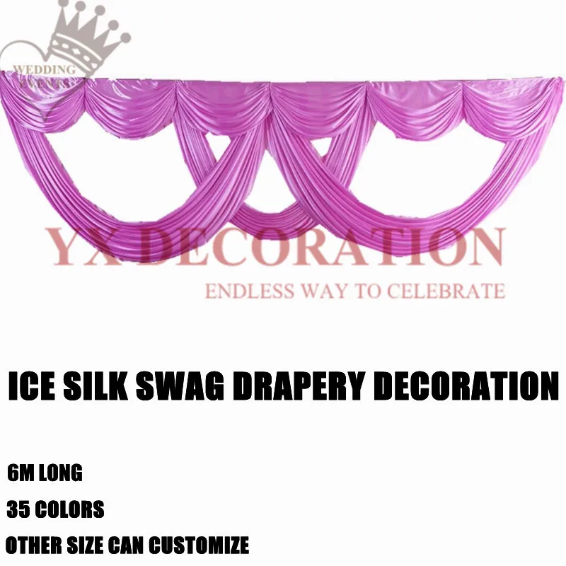 6 м Широкий Топ Swag драпировка valance для ледяного шелка свадебный фон старинное